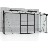 Pergart Vitavia, Aktionsangebot (inkl. 100 Euro Zubehör): Anlehn-Gewächshaus "Osiris 7800", schwarz, 7,8 m², 3 mm ESG, 6 mm HKP