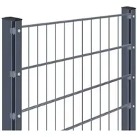 Wellker Doppelstabmattenzaun zum Aufdübeln mit Winkelplatte Rundum-sorglos-Paket Anthrazit Komplettset, 6/5/6 mm, 2030 mm,37,5 m