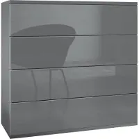 Vladon Kommode Pavos V3 hängend, Sideboard mit 4 Schubladen Anthrazit matt/Grau Hochglanz (76 x 94 x 35 cm)
