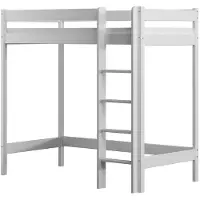Meble Wróbel Hochbett 90x190 cm - Kinderbett mit Lattenrost und Rausfallschutz, Holzbett, Etagenbett mit Leiter Bett - Jugendbett Ohne Matratze Weiß - Höhe 160 cm