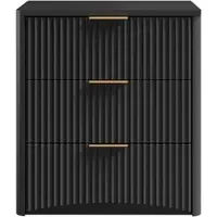 STILVORA Nachttisch MDF Schwarz 58x38x64 cm mit 3 Schubladen und gedämpften Schienen