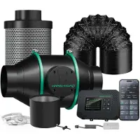 StarTech.com Belüftungsset für Grow-Zelt - 10 cm Smart-Rohrventilator-Set - 12 V - 3000 U/min - Kohlefilter - Thermostatsteuerung - App-Steuerung - 4 m Lüftungsschlauch