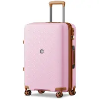 Kono Koffer Mittelgroß Reisekoffer mit Getränkehalter Rosa/Braun
