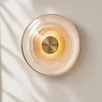 LUCANDE Wandlampe Sepian , messing / gold, für Flurbereich, Glas, Modern, Wandleuchte, Wandlampe Innen