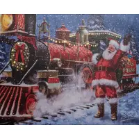 Annas collection Leinwand Weihnachtszug LED 48x38 cm