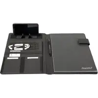 Stop Ocean Plastic Schreibmappe MOOREA RPET, A4, Multifunktionsbänder, 1 Einsteckfach, Stifteschlaufe, Handy-/Tabletaufsteller, 1 Block, Magnetverschluss, RPET, anthrazit