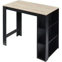 En.casa Bartisch Danderyd 120x60x106 cm mit 3 Ablagefächern Schwarz/Eicheoptik