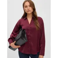 Vero Moda Langarmbluse "VMMIRO LS SHIRT WVN NOOS" Kunstfaser, regular fit