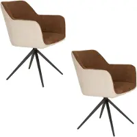 Housecraft living Daley Esszimmerstuhl mit Armlehne Beige/ Braun - 2 er Set