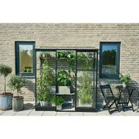 Halls Anlehngewächshaus Qube Lean-To 26 Sicherheitsglas 3 mm 65 x 189 cm schwarz