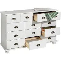 Idimex Schubladenschrank Sideboard COLMAR, Schubladenkommode Anrichte mit 11 Schubladen, Kiefer massiv, weiß lackiert