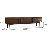 Idimex Lowboard TECCA 180 cm, Nussbaum Finish – niedriges Sideboard mit Stauraum, TV Schrank mit 3 Türen aus Massivholz, Mid Century Wohnzimmermöbel