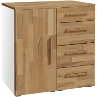 Hasena Kommode Qunito Weiß mit Kernbuche-Front zerlegt, zerlegt (zum Selbstaufbau) 90x50x86 cm – Selezione