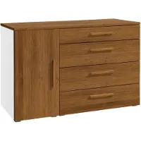 Hasena Kommode Totrino Weiß mit Eiche brandy Front zerlegt, zerlegt (zum Selbstaufbau) 135x50x86 cm – Selezione