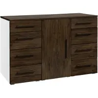 Hasena Kommode Incentro Weiß mit Nussbaum-Front zerlegt, zerlegt (zum Selbstaufbau) 135x50x86 cm – Selezione