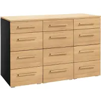 Hasena Kommode Trequatri Schwarz mit Eiche bright zerlegt, zerlegt (zum Selbstaufbau) 135x50x86 cm – Selezione