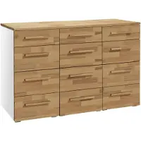 Hasena Kommode Trequatri Weiß mit Kernbuche-Front zerlegt, zerlegt (zum Selbstaufbau) 135x50x86 cm – Selezione