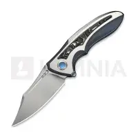 We Knife Varg Taschenmesser, Blue/Satin Titanium & Aluminum Foil CF, Hand Rubbed Satin