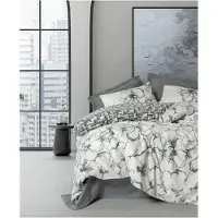 L'essentiel Maison , Ranforce King-Size-Bettbezug-Set (FR), Hilaris - Anthracite, 100 % BAUMWOLLE RANFORCE, Anthrazit, 240 x 220 cm