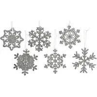 Décoris 10 Stück! Schneeflocke Kunststoff d10 cm silber Weihnachtsdekoration (grijs)