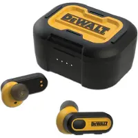 DeWalt Robuste True Wireless-Ohrhörer, Bluetooth-Kopfhörer mit Typ-C-Ladeetui im Lieferumfang enthalten, über 30 Stunden Akkulaufzeit, einfache Einrichtung für iPhone, perfekt für die Baustelle – ye