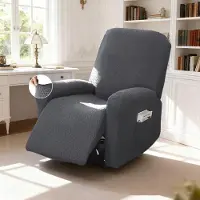 Merkloos Sesselbezug Stretch, für Fernsehsessel, mit Taschen, Jacquard Design, Streifen