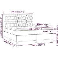 vidaXL Boxspringbett mit Matratze & LED Dunkelblau 180x200 cm Samt