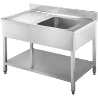 Vaiotec EASYLINE Spültisch 700 / 1 Becken rechts und Abtropffläche B:1000