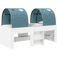 vidaXL Bett mit Tunnel 3 stk. Weiß und Hellblau Holzwerkstoff