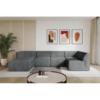 ALTDECOR Ecksofa Wohnlandschaft MOVO-L 345x180x78 cm - Dunkelgrau Corner Sofa Eckcouch Couch U-Form, Links angeordnet Ausziehbar