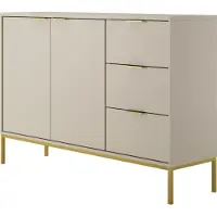 Home Collective Kommode mit 3 Schubladen und 2 Schränken, modernes Sideboard, Stahlrahmen Kaschmir / Gold