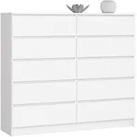 Home Collective Kommode weiß 140cm breit mit 10 Schubladen, Schlafzimmer und Wohnzimmer, vielseitig einsetzbar für Flur und Kinderzimmer