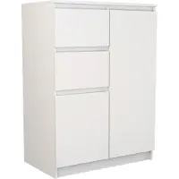 Home Collective Kommode mit 2 Schubladen und 2 Türen 70x97x40 cm (B/H/T) schmal in weiß, Highboard Sideboard Mehrzweckschrank Schrank Schlafzimmer