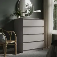 Home Collective Kommode 80cm breit mit 4 Schubladen Kaschmir schmal Holz Schrank Kommode mit Schubladen Sideboard Highboard Anrichte Schlafzimmer Wohnzimmer Flur Büro Organizer Breite 80 cm Höhe 100 cm