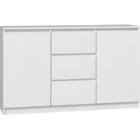 Home Collective Kommode, Schlafzimmer Flur, Schrank, Sideboard, Highboard mit 3 Schubladen und 2 Türen, Breite 120 cm Höhe 75 | Weiß