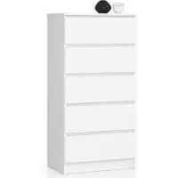 Home Collective Kommode weiß 60cm breit mit 5 Schubladen, Schlafzimmer und Wohnzimmer, vielseitig einsetzbar für Flur und Kinderzimmer