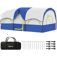 Outsunny Tunnelzelt Wetterfest Campingzelt für 4 Personen mit 3 Raum Meshfenster