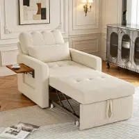 INONEFT Schlafsessel 3 in 1,Schlafsofa Schlaferstuhl mit bettfunktion Ausziehbares und Verstellbarer Rückenlehne Sessel mit Schlaffunktion, Beige
