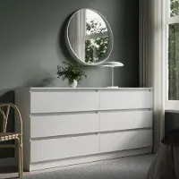 Home Collective Kommode Sideboard mit 6 Schubladen Schubladenschrank Wohnzimmer | viel Stauraum mit 6 Schubladen 160 cm Breite | Schlafzimmer Flur Garderobe Möbel Organizer | 160x77,5x35 cm | weiß
