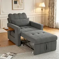 INONEFT Schlafsessel 3 in 1,Schlafsofa Schlaferstuhl mit bettfunktion Ausziehbares und Verstellbarer Rückenlehne Sessel mit Schlaffunktion, Grau