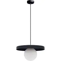 Licht-Erlebnisse Pendelleuchte Metall Glas E27 Ø 30 cm Schwarz Weiß Kugelschirm