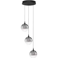Nova Luce LED Pendelleuchte Orenda dimmbar 15W warmweiss 3000K Rauchgrau Schwarz Glas Metall Ø35cm 9416959