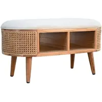 KADIMA DESIGN SITZBANK ASCOLI, Jutestoff, Akazie-Weiß, 90 x 45 x 45 cm