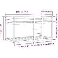 vidaXL Etagenbett mit Vorhängen Weiß Schwarz 90x200 cm Kiefernholz
