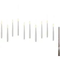Lumineo Magische LED Kerzen 15x1,5cm mit Zauberstab 10er Set Weiß
