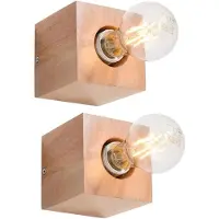 Sollux 2x Wandleuchte ARIZ, Holzoptik, Braun, E27, H 10 cm