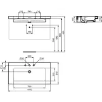 Ideal standard Extra Möbelwaschtisch, 3 Hahnlöcher, mit Überlauf, 1010x510x150 mm, T4368MA, Farbe: Weiß mit Ideal Plus