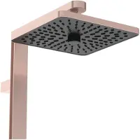 Ideal standard Ceratherm Alu+ Duschsystem mit Brausethermostat, 2 Ablagen, 2-Funktions-Handbrause, eckige Kopfbrause, BE210RO, Farbe: Rosé