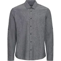 Blend Leinenhemd "Leinenhemd BHAban Slub Linen Mix", Herren, Gr. L, N-Gr, schwarz (schwarz beauty), Obermaterial: 70% Baumwolle CO. 30% Leinen LI., Hemden Leinenhemd
