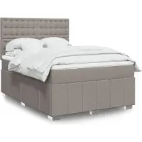 vidaXL Boxspringbett mit Matratze Taupe 160x200 cm Stoff
